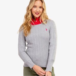 U.S. POLO ASSN  Gray Cable Knit Pullover Sweater XXL NWOT